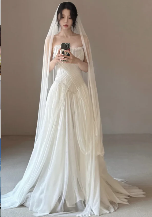 Modest Sheath Chiffon Wedding Dresses, Sleeveless Bridal Gowns Simple Wedding Gowns DP3073 - Deanwangkt