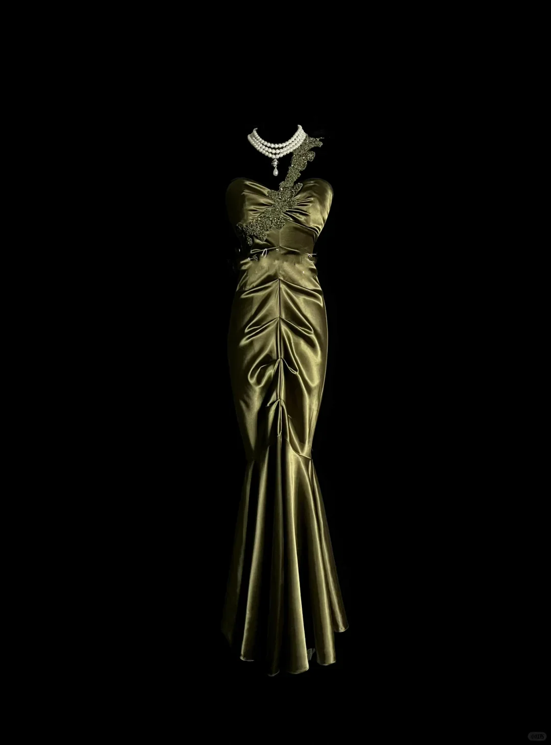 Vintage Mermaid One Shoulder Green Satin Long Evening Party Gowns Evening Formal Dresses Prom Dress DP2037 - Deanwangkt