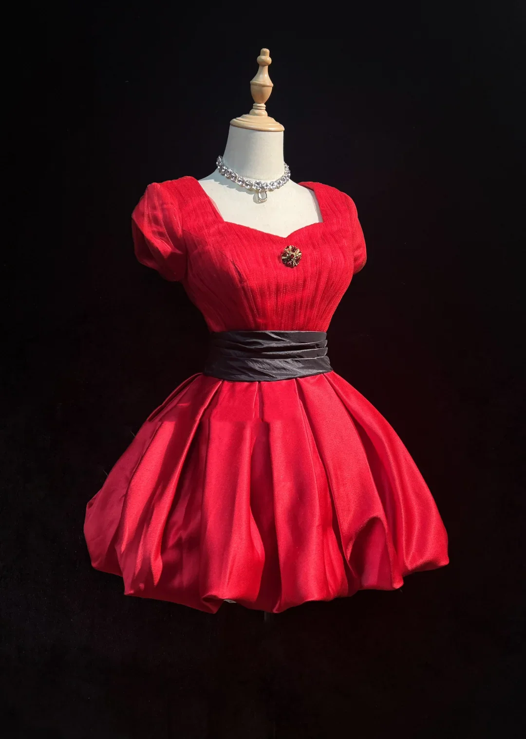 Vintage Ball Gown Sweetheart Red Short Sleeves Tulle Mini Short Formal 8th Grade Homecoming Dresses Summer Middle School Hoco Dress Homecoming Outfits DH1160 - Deanwangkt