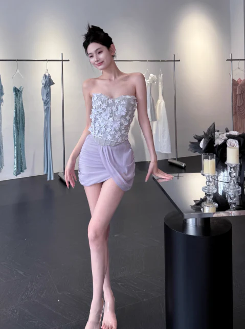 Sexy Strapless Sheath Short Prom Dresses, Purple Homecoming Dresses DP3134 - Deanwangkt