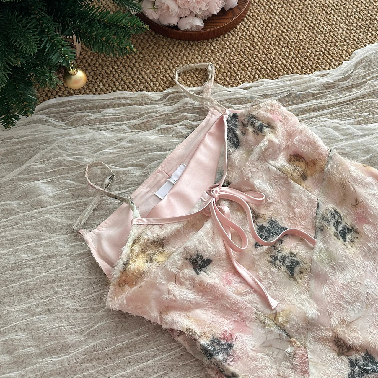 Cute A line Spaghetti Straps Pink Floral Lace Summer Dress Holiday Party Outfits For Women DP0018 - Deanwangkt