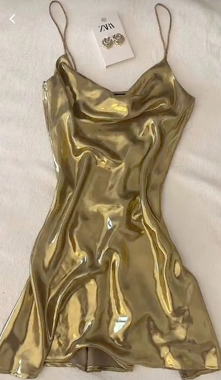 Pretty A line Spaghetti Straps Gold Satin Formal Homecoming Dresses 21st Birthday Outfits Graduation Dress Short Mini Cocktail Dresses DH2385 - Deanwangkt