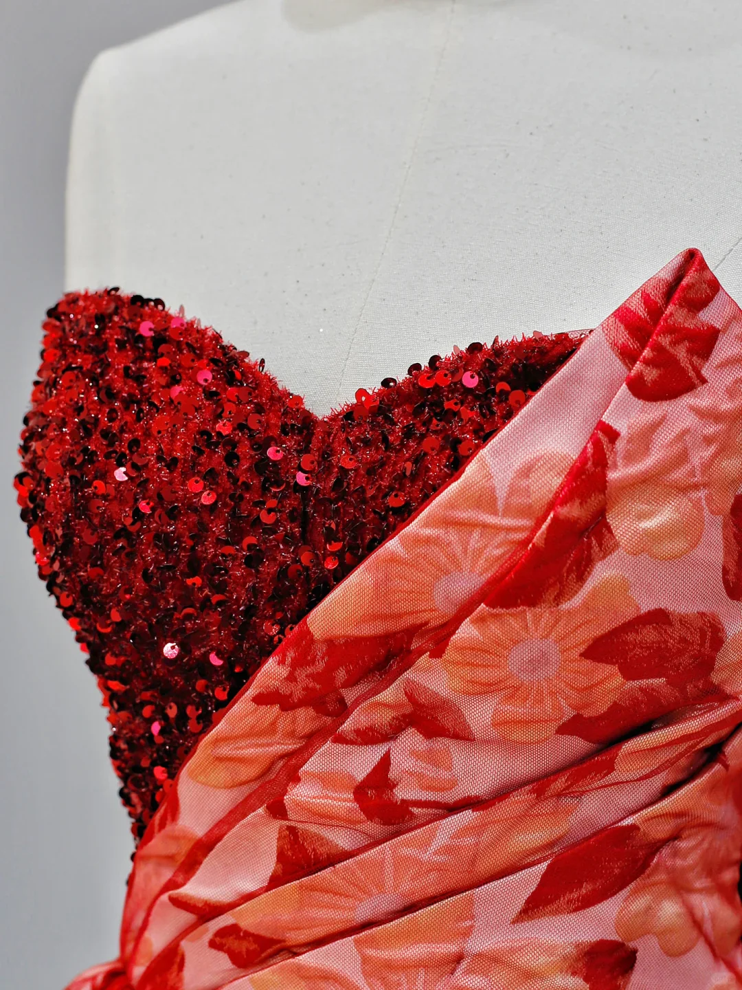 Elegant Glamour Ball Gown Sweetheart Tulle Red Floral 21st Birthday Dresses Evening Gown Birthday Outfits Evening Dress For Women DP1588 - Deanwangkt