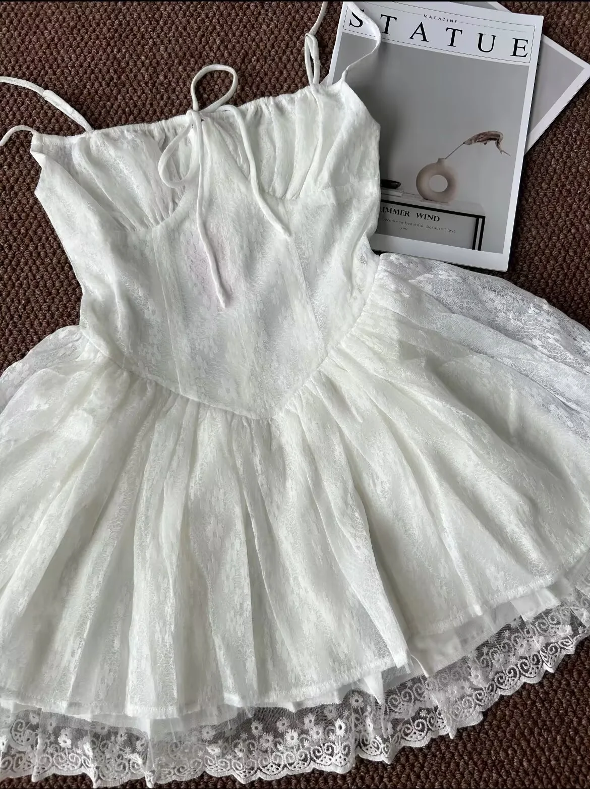 Cute A Line Spaghetti Straps White Lace Formal Homecoming Dresses Short 16th Birthday Outfits Graduation Dress Mini Cocktail Dresses DH2454 - Deanwangkt