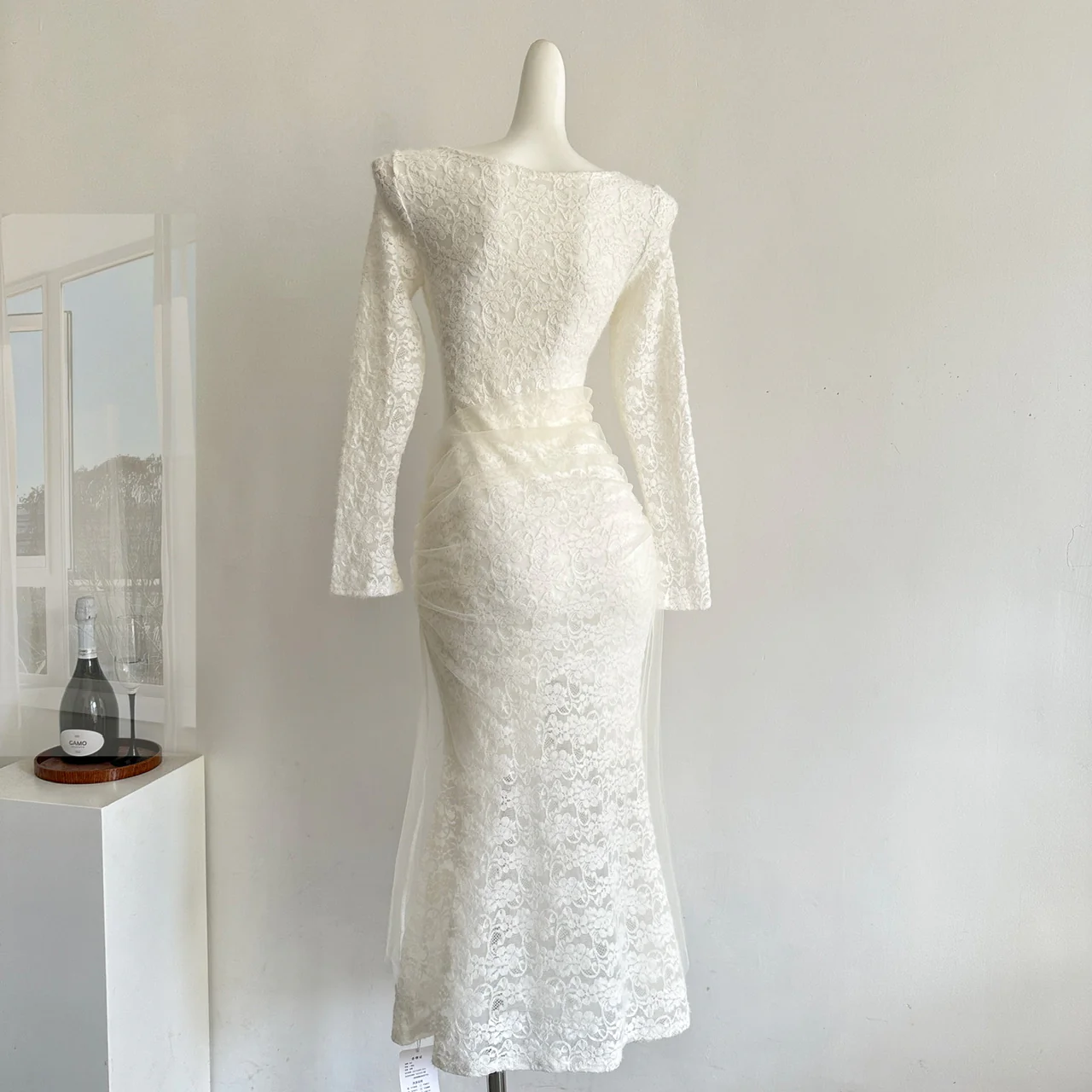 Sexy Mermaid Square Neckline Floral White Lace Summer Dress Holiday Party Outfits For Women DP0106 - Deanwangkt