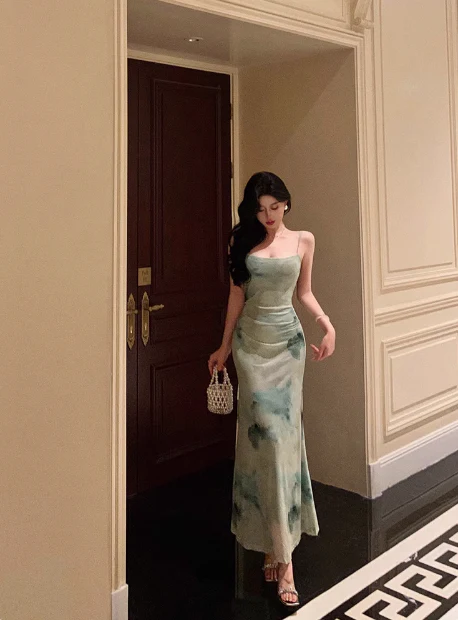 Sexy Mermaid Spaghetti Straps Green 18th Birthday Dress Holiday Party Birthday Outfits For Women DP0174 - Deanwangkt