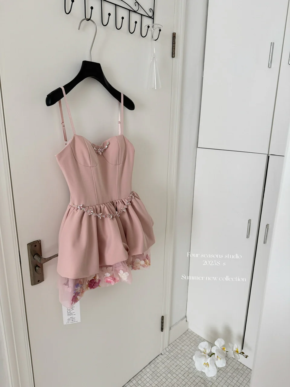 Sexy A line Spaghetti Straps Pink Min Summer Dress Holiday Party Homecoming Dress Birthday Outfits For Teens DP0150 - Deanwangkt