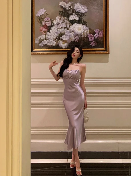 Elegant Mermaid Spaghetti Straps Lilac 18th Birthday Dress Party Gown Birthday Outfits Birthday Dress Ideas For Women DP578 - Deanwangkt