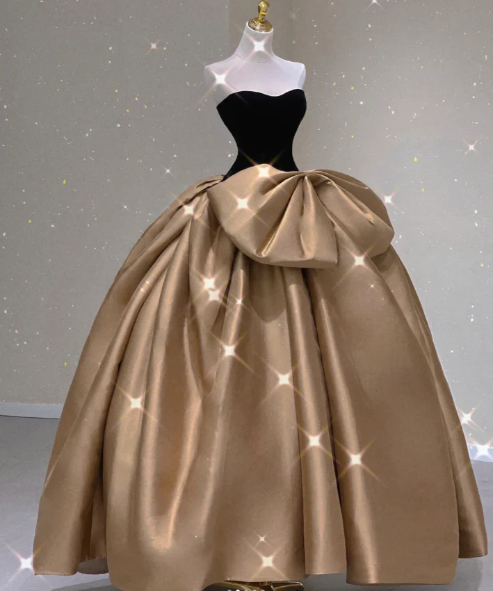 Modest Ball Gown Strapless Black Long Prom Dresses High School Outfits Graduation Dress Evening Dresses DP430 - Deanwangkt