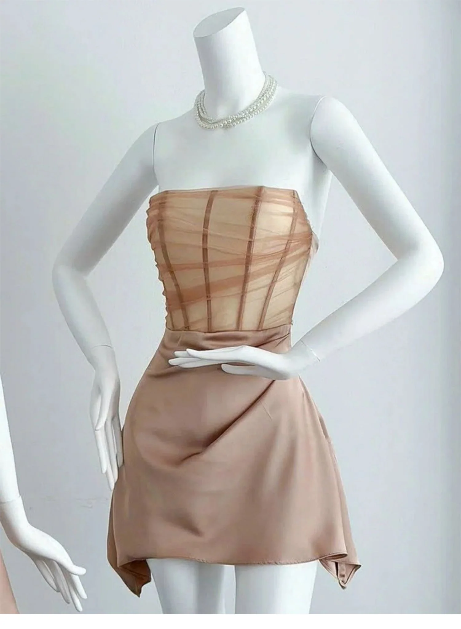 Simple A line Strapless Black Tulle Short Homecoming Dress Summer Hoco Dresses Cocktail Dress DP1755 - Deanwangkt