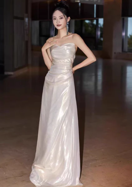 Sexy Sheath Strapless Evening Gowns Tulle Party Dress Fairy Prom Dresses  DP2960 - Deanwangkt