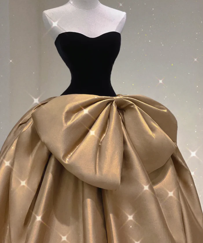 Modest Ball Gown Strapless Black Long Prom Dresses High School Outfits Graduation Dress Evening Dresses DP430 - Deanwangkt