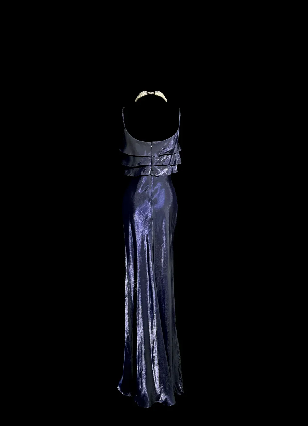 Vintage Mermaid Spaghetti Straps Navy Blue 1950s Retro Classy Satin Long Prom Dresses Party Dress 21st Birthday Outfits Graduation Dresses W869 - Deanwangkt