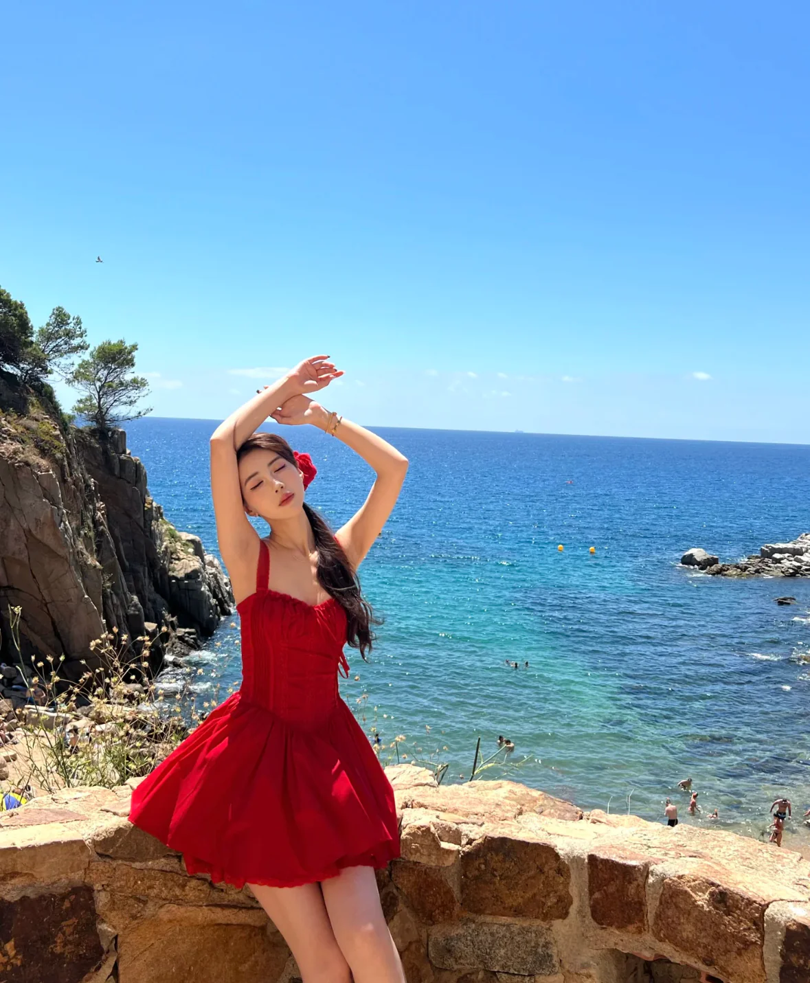 Simple A line Square Neck Red Short Homecoming Dress Summer Hoco Dresses Mini Cocktail Dress DH2469 - Deanwangkt