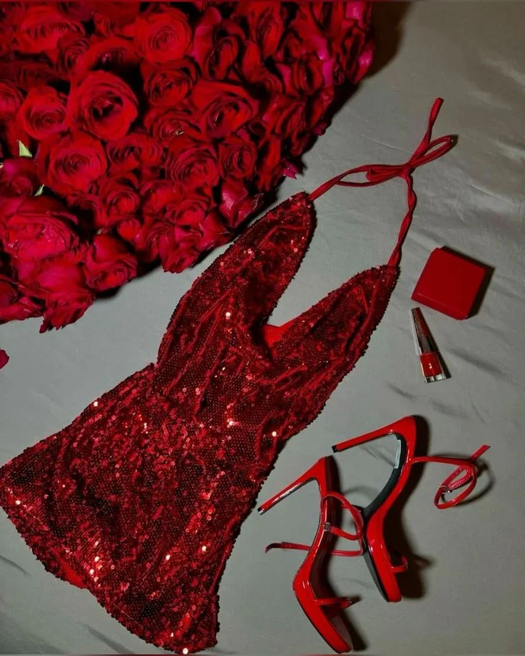 Cute Sheath Halter Sequin Red Short Homecoming Dress Summer Middle School Formal Hoco Dresses Cocktail Dress Birthday Outfits W0581 - Deanwangkt