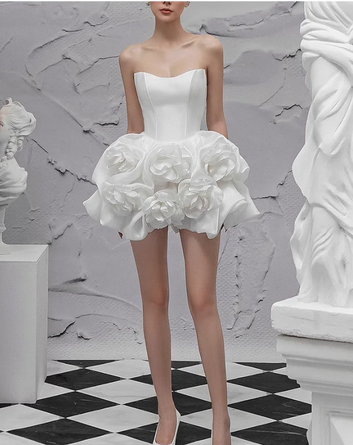Sexy A line Sweetheart White Satin Short Homecoming Dress Summer Hoco Dresses Cocktail Dress Birthday Outfits DP2284 - Deanwangkt