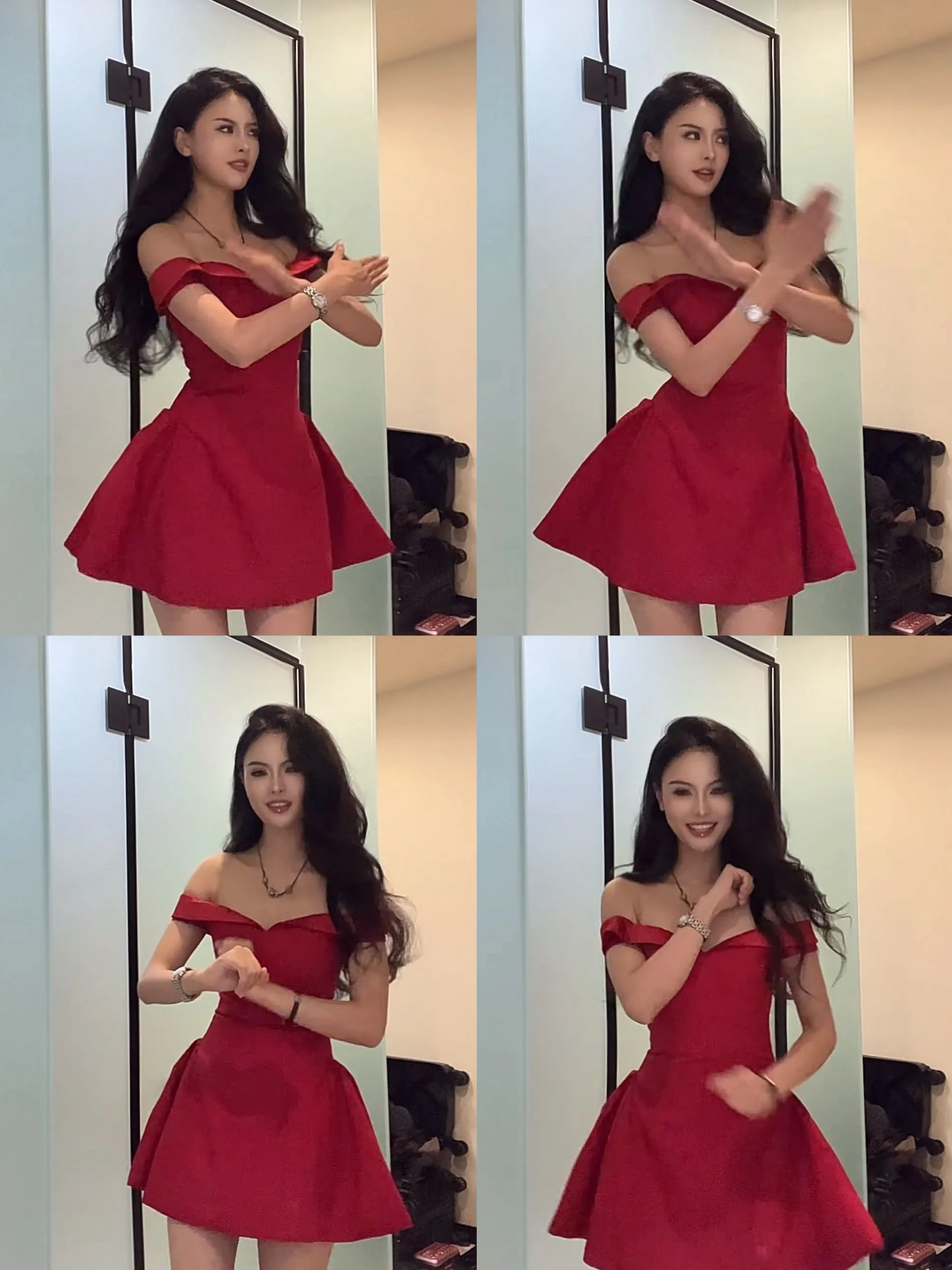 Modest A line Off The Shoulder Red Short Formal Homecoming Dress Short 20th Birthday Outfits Graduation Dress Cocktail Dresses DH2483 - Deanwangkt