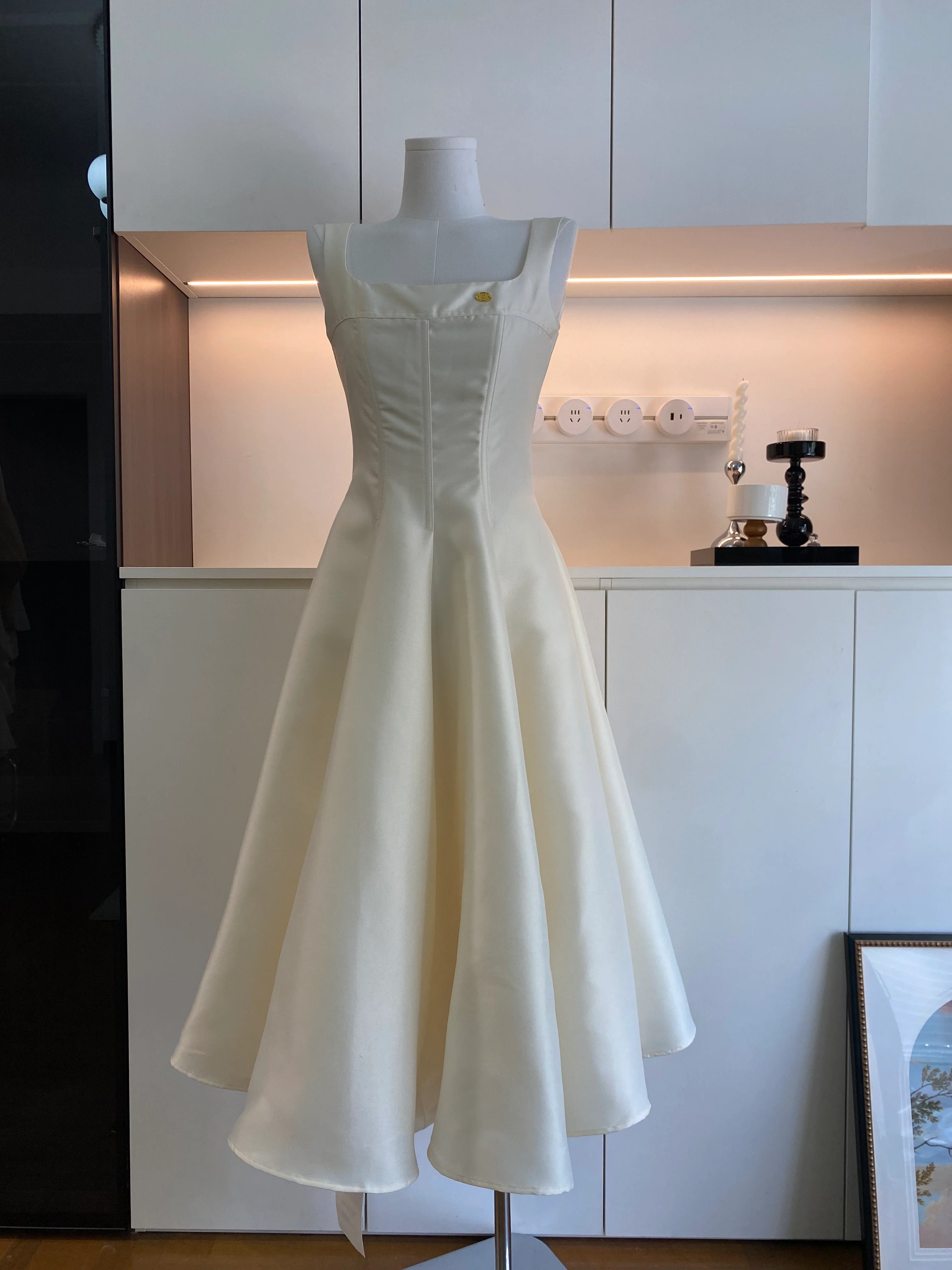 Cute A Line Square Neckline Satin Ruffles Summer Dress Holiday Party Outfits For Girls DP0135 - Deanwangkt