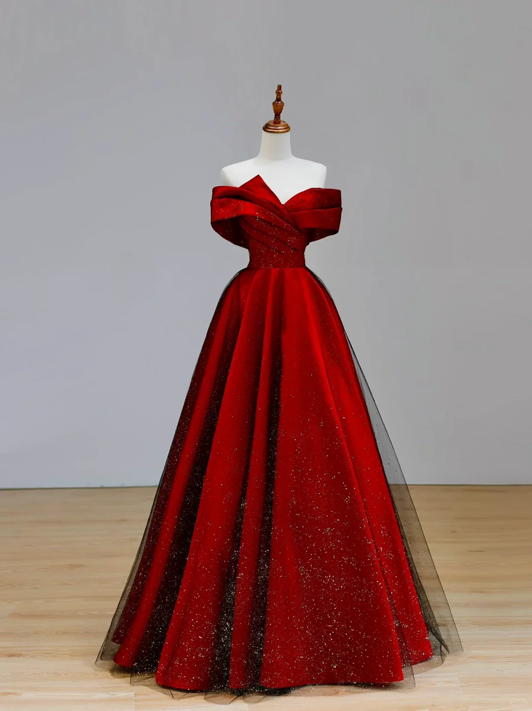Elegant Glamour Ball Gown Off The Shoulder Red Prom Dress Party Dress Long Evening Dresses DP1555 - Deanwangkt
