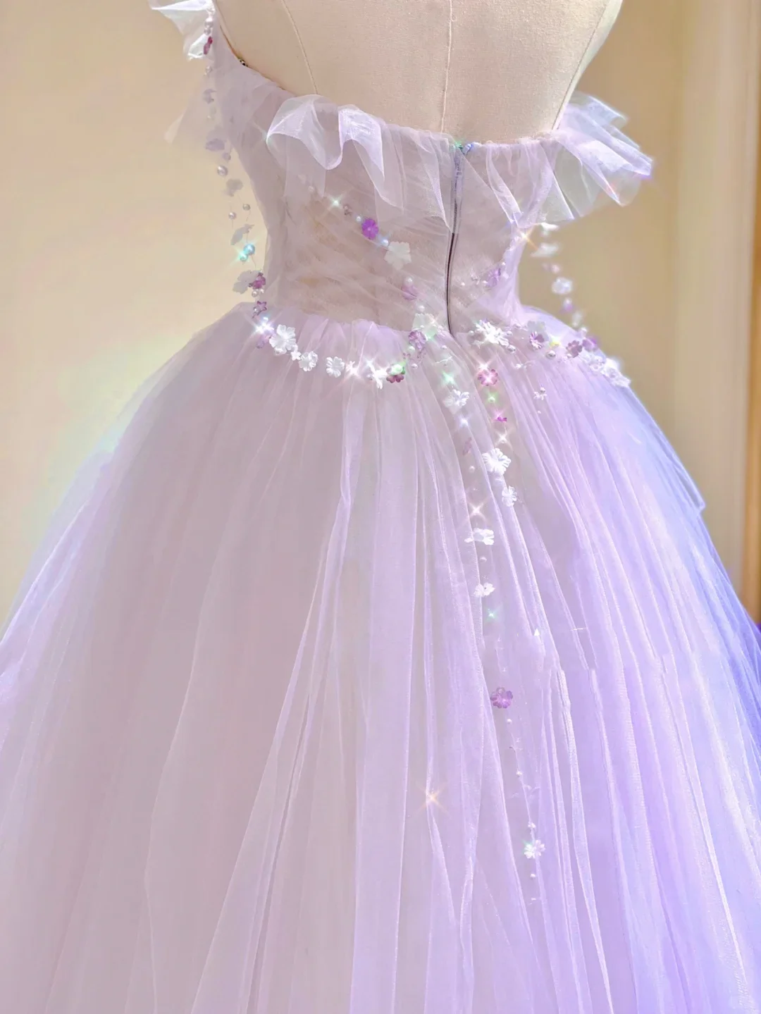 Pretty Ball Gown Strapless Sleeveless Long Pink Tulle Prom Dresses Evening Dresses DP314 - Deanwangkt