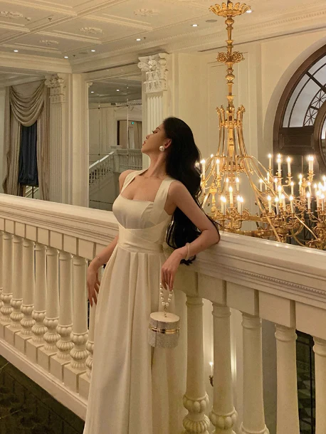 Pretty A Line Square Neckline White 18th Birthday Dress Party Outfits Birthday Outfits For Women DP0171 - Deanwangkt