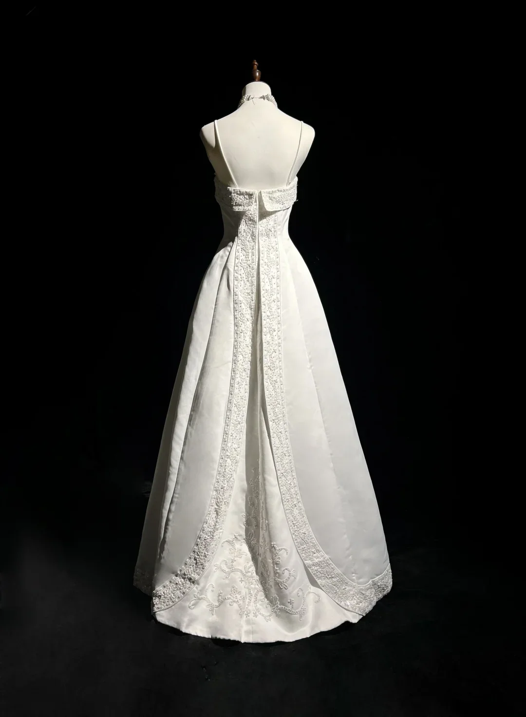 Vintage A line Spaghetti Straps White Satin Long 1940s 1950s Wedding Dresses Elegant Bridal Gowns DH659 - Deanwangkt