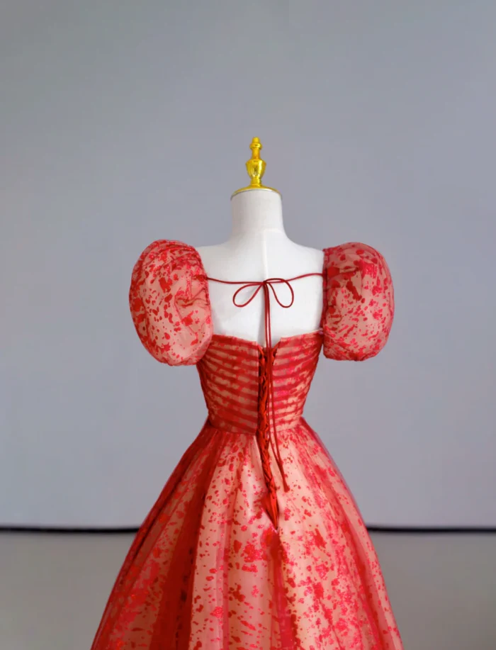 Fairy-tale A Line Sweetheart Red Tulle Long Prom Dresses Evening Dresses DP508 - Deanwangkt