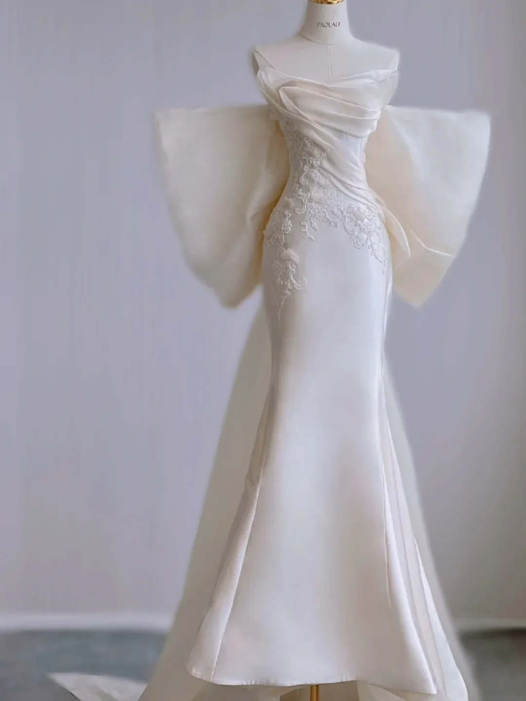 Dreamy Mermaid Strapless Long Satin Wedding Dresses Summer Brides Dress DP436 - Deanwangkt