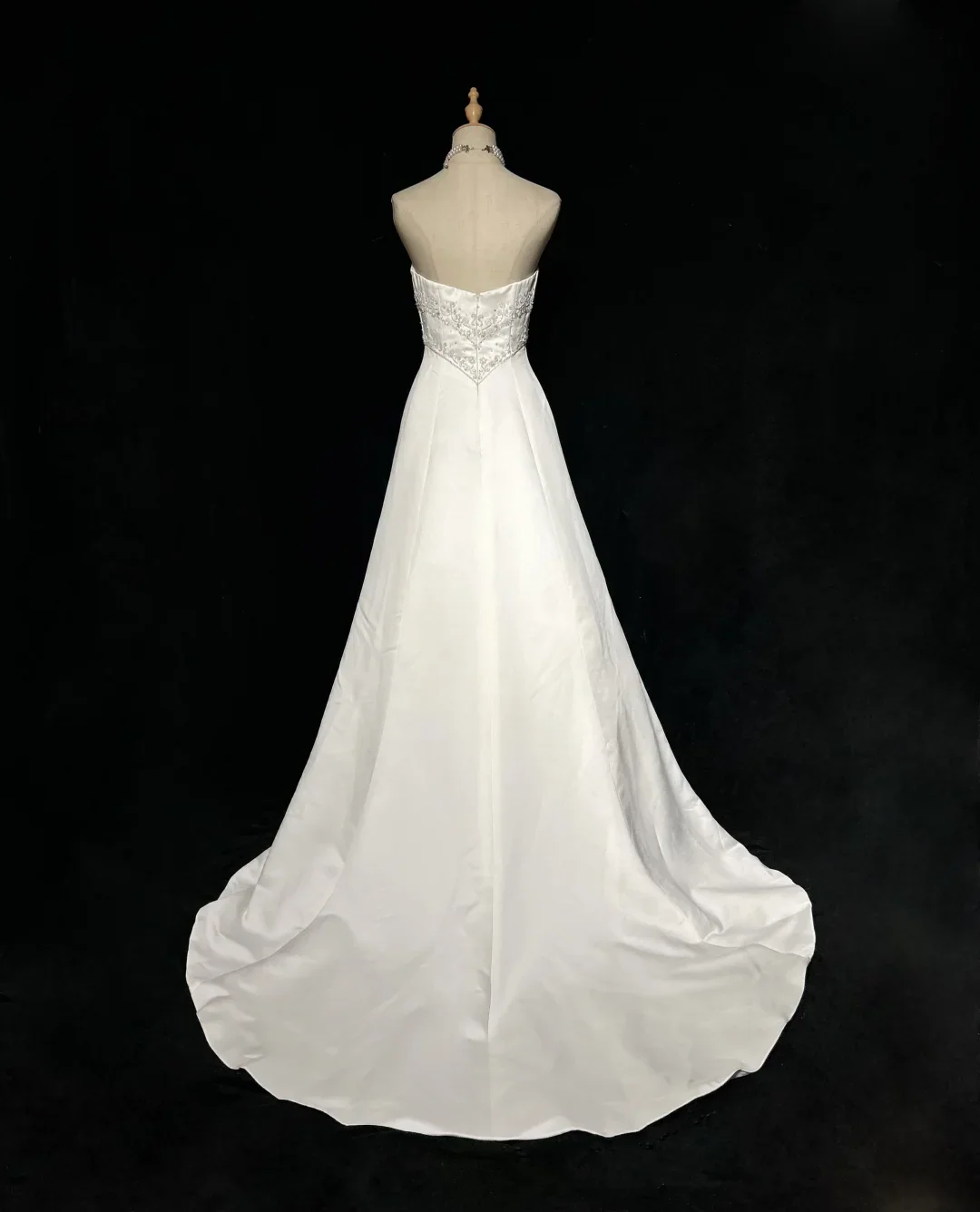 Vintage Bridal Dress A line Strapless Satin White Long Wedding Dress Retro Wedding Dresses Modest Wedding Gowns DH2677 - Deanwangkt