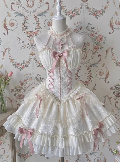 Vintage Ball Gown Halter Tulle Lace 22nd Birthday Dress Lolita Dress Cute Lolita Outfits DP2761 - Deanwangkt