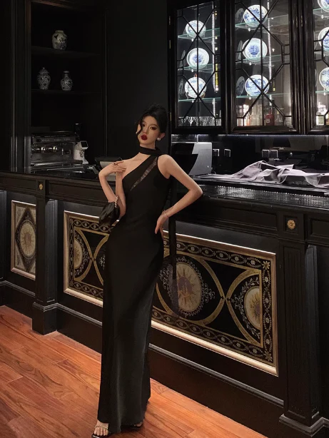 Elegant A Line One Shoulder Black 18th Birthday Dress Party Gown Birthday Outfits Birthday Dress Ideas For Women DP608 - Deanwangkt