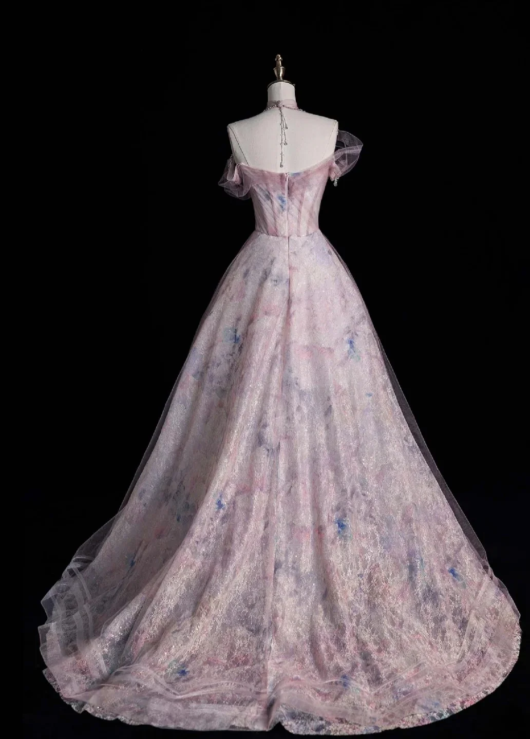 Fairy Sweetheart A-Line Long Prom Dresses Lace Tulle Pink Evening Dresses DP3341 - Deanwangkt