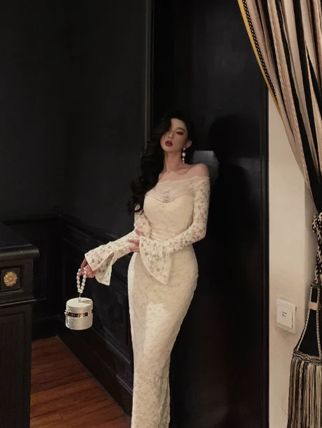 Classy Sheath White Lace Off The Shoulder 18th Birthday Dress Party Gown 18th Birthday Outfits Birthday Dress Ideas For Women DP572 - Deanwangkt