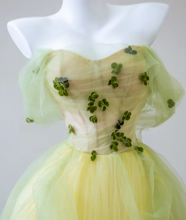 Sexy Ball Gown Off The Shoulder Sage Green Elegant Tulle Long Prom Dresses P0019 - Deanwangkt