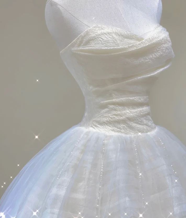 Unique Ball Gown Sweetheart Satin Wedding Dresses White Brides Dress DP440 - Deanwangkt