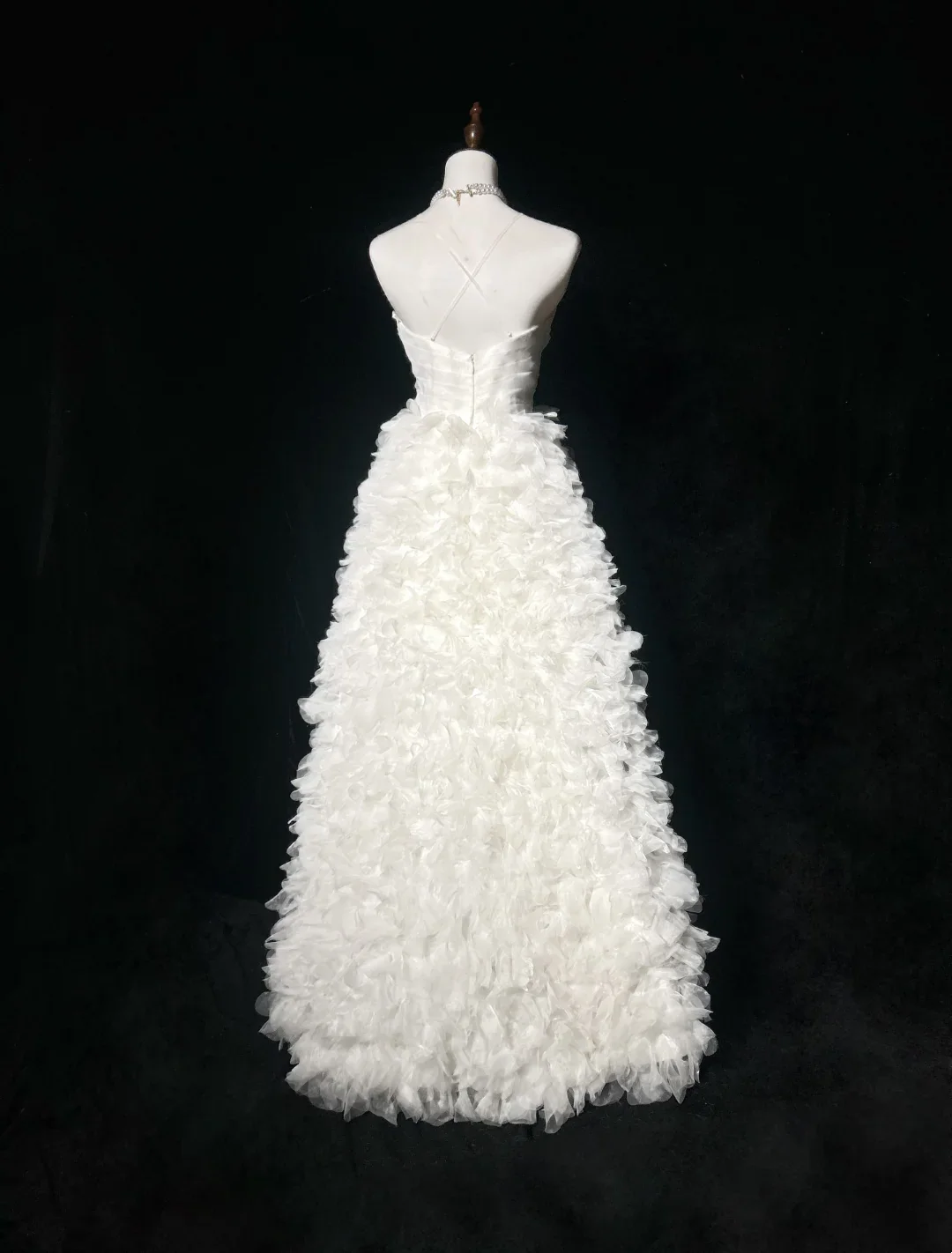 Vintage Wedding Dress 1970s Ball Gown Spaghetti Straps Tulle White Long Wedding Dresses Bridal Gowns Elegant Brides Gown DH565 - Deanwangkt