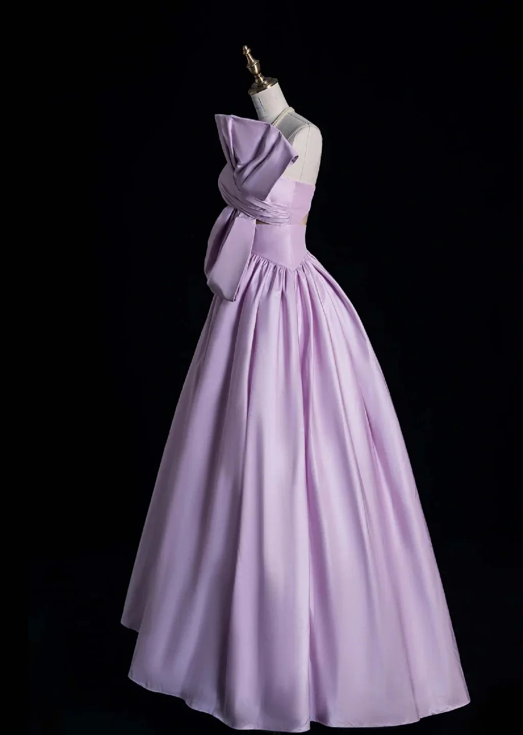Cute Strapless A-Line Long Prom Dress Satin Lilac Sweet 16 Dress DP3784 - Deanwangkt