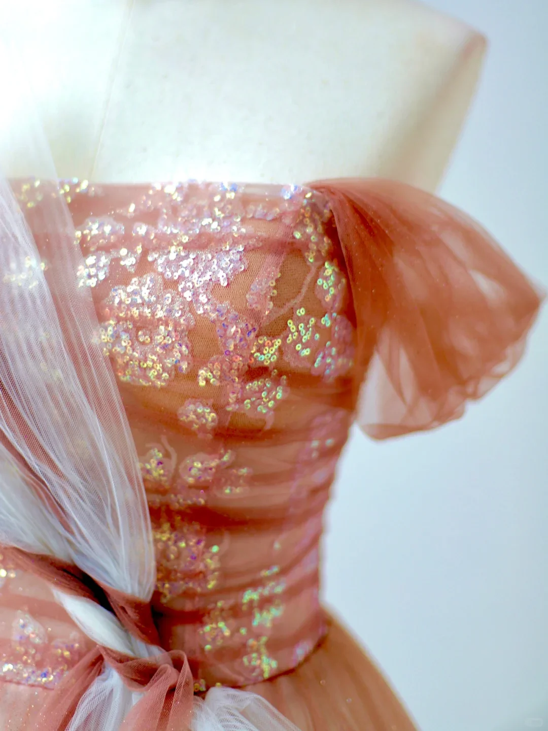 Elegant Glamour Ball Gown Off The Shoulder Pink Tulle Prom Dress Party Dress Long Evening Dresses DP1515 - Deanwangkt