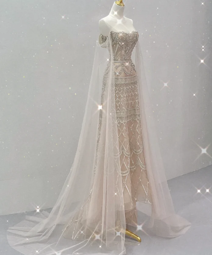 Classy A Line Strapless Champagne High School Evening Dress Long Prom Dresses With Beads DP432 - Deanwangkt