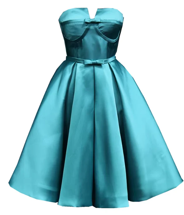 Elegant Strapless A-Line Satin Short Prom Dresses, Blue Homecoming Dresses DP03028 - Deanwangkt