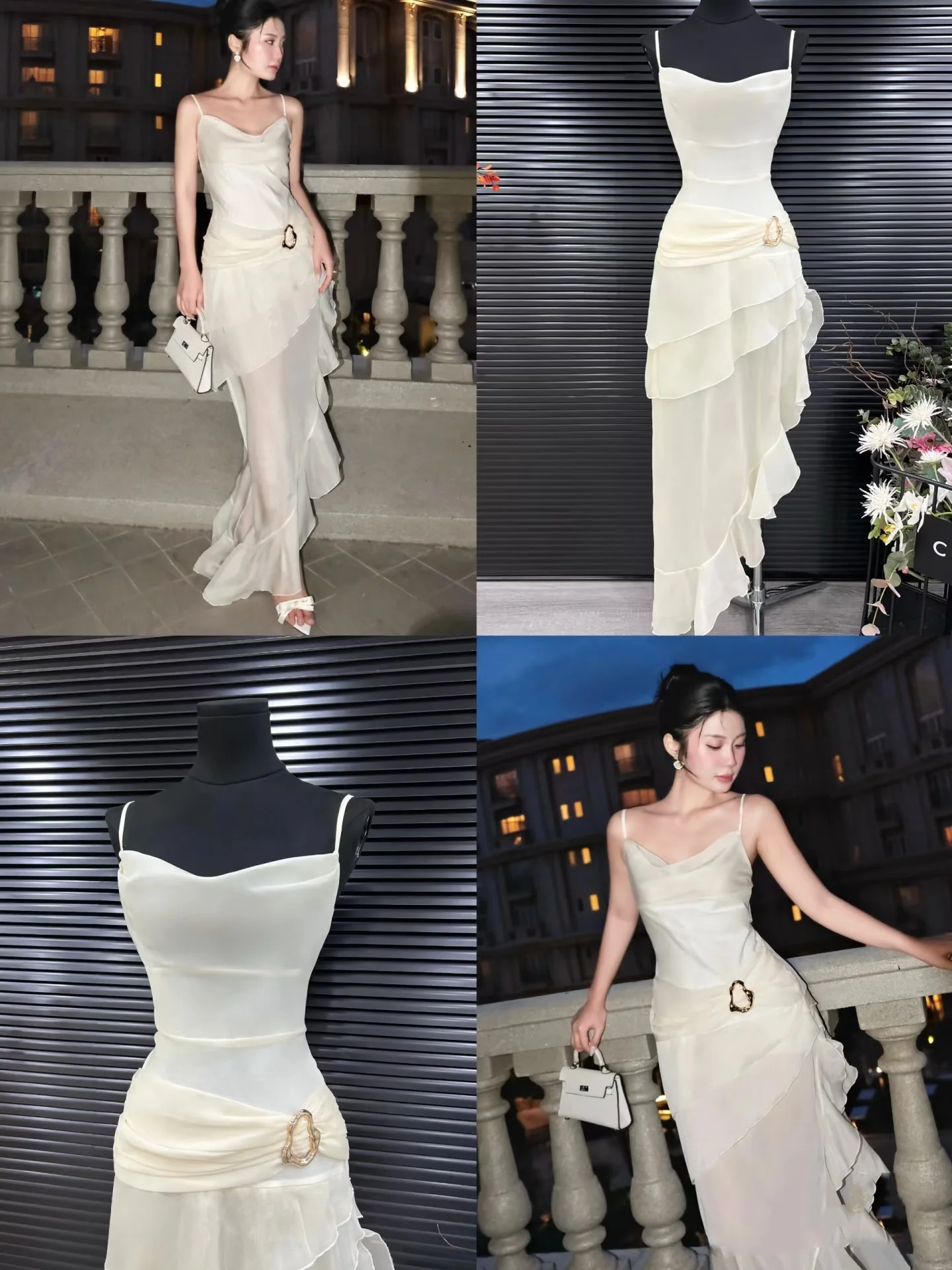 Gorgeous High Low Straps Ivory Chiffon Prom Dresses Formal Summer Wedding Guest Dresses Wedding Guest Outfits DP754 - Deanwangkt