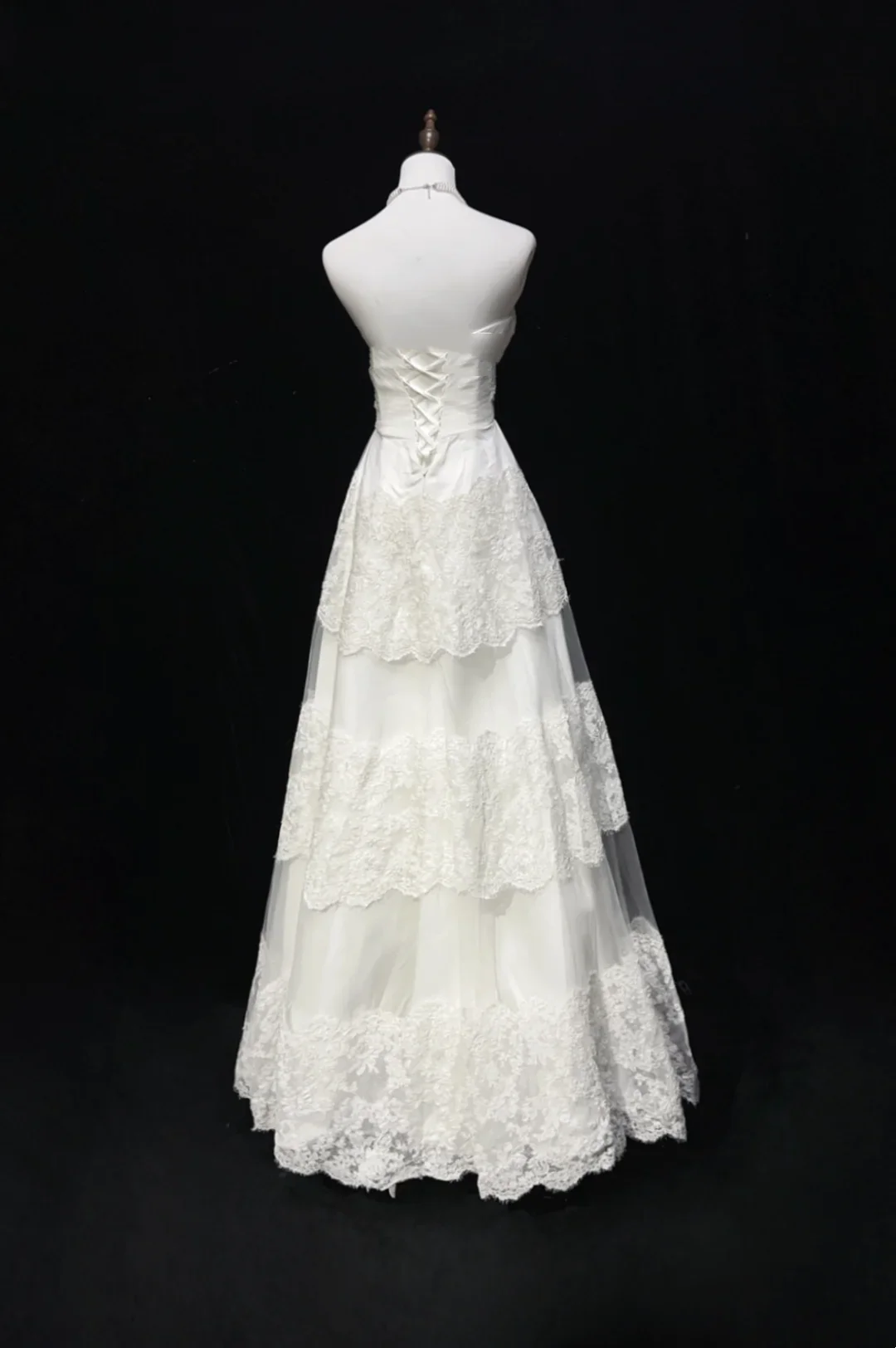 Vintage Bridal Gown 1960s A Line Strapless Tulle Lace Long White Wedding Dresses Elegant Bridal Gowns DH662 - Deanwangkt