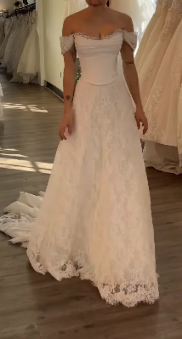 Princess Bridal Dress Mermaid Off The Shoulder Lace Wedding Dress With Short Sleeves Wedding Dresses Modest Wedding Gowns DH1427 - Deanwangkt