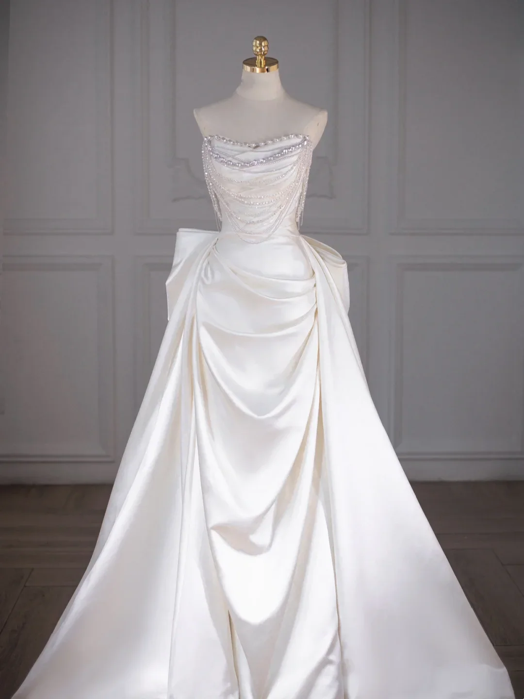 Classic Bridal Gown Sheath Sweetheart Satin Long White Wedding Dresses Elegant Bridal Gowns DH749 - Deanwangkt