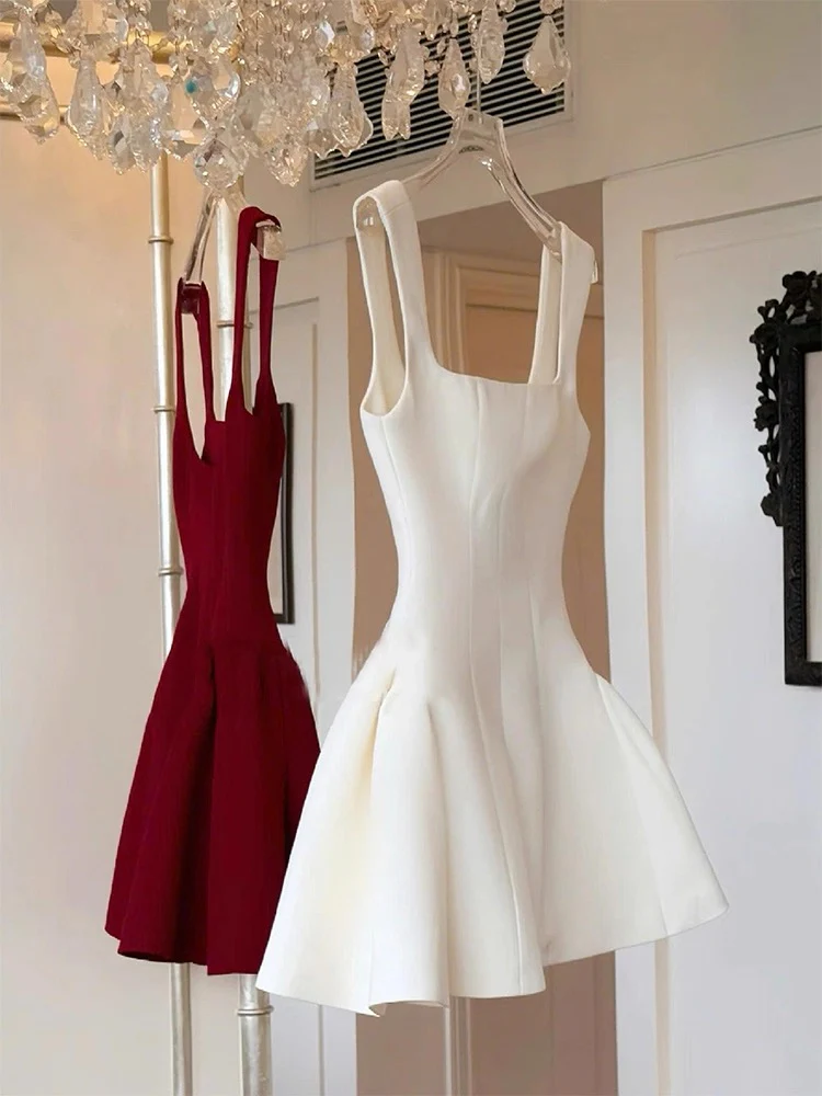 Unique A line Square Neck Red Short Homecoming Dress Summer Dance Inspo Hoco Dresses Mini Cocktail Dress DH2643 - Deanwangkt