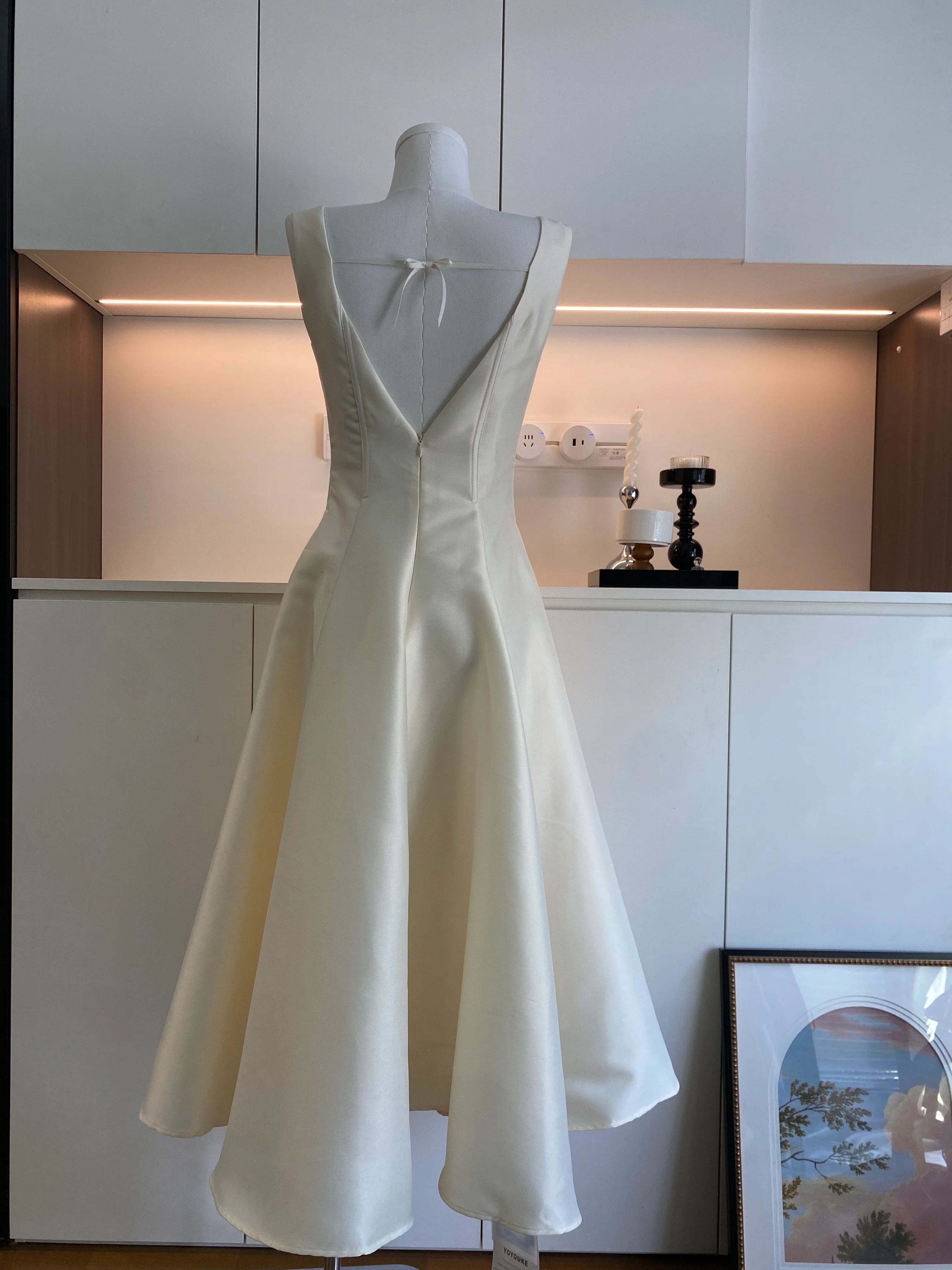 Cute A Line Square Neckline Satin Ruffles Summer Dress Holiday Party Outfits For Girls DP0135 - Deanwangkt