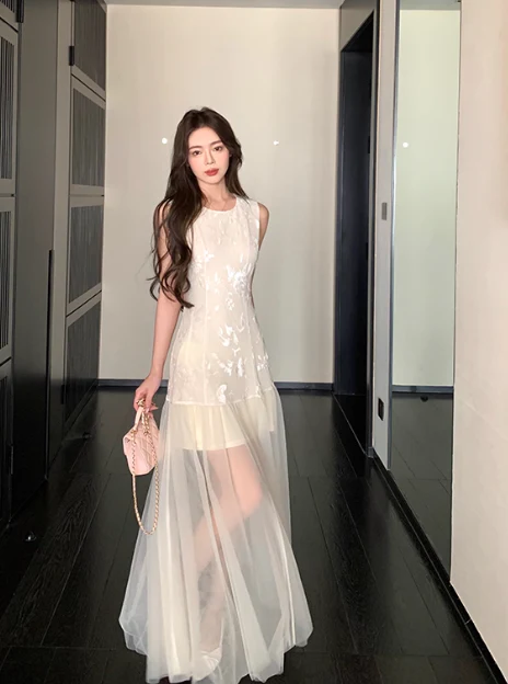 Elegant Jewel Sheath Evening Dresses, White Tulle Birthday Dresses DP2996 - Deanwangkt