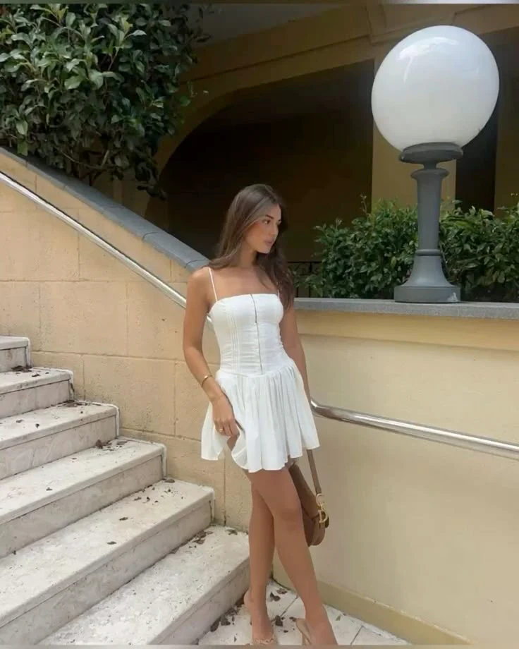 Simple A line Spaghetti Straps White Short Homecoming Dress Summer Hoco Dresses Cocktail Dress DP1964 - Deanwangkt