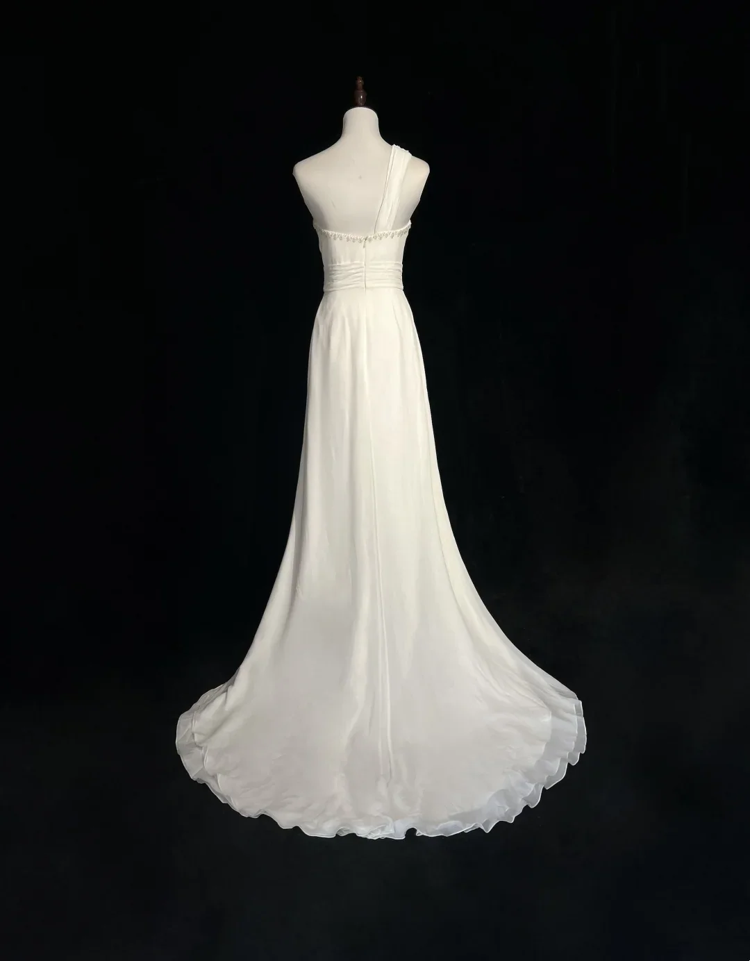 Retro Wedding Dress 1950s 1940s A Line One Shoulder Chiffon White Long Wedding Dresses Bridal Gowns Brides Gown DH560 - Deanwangkt