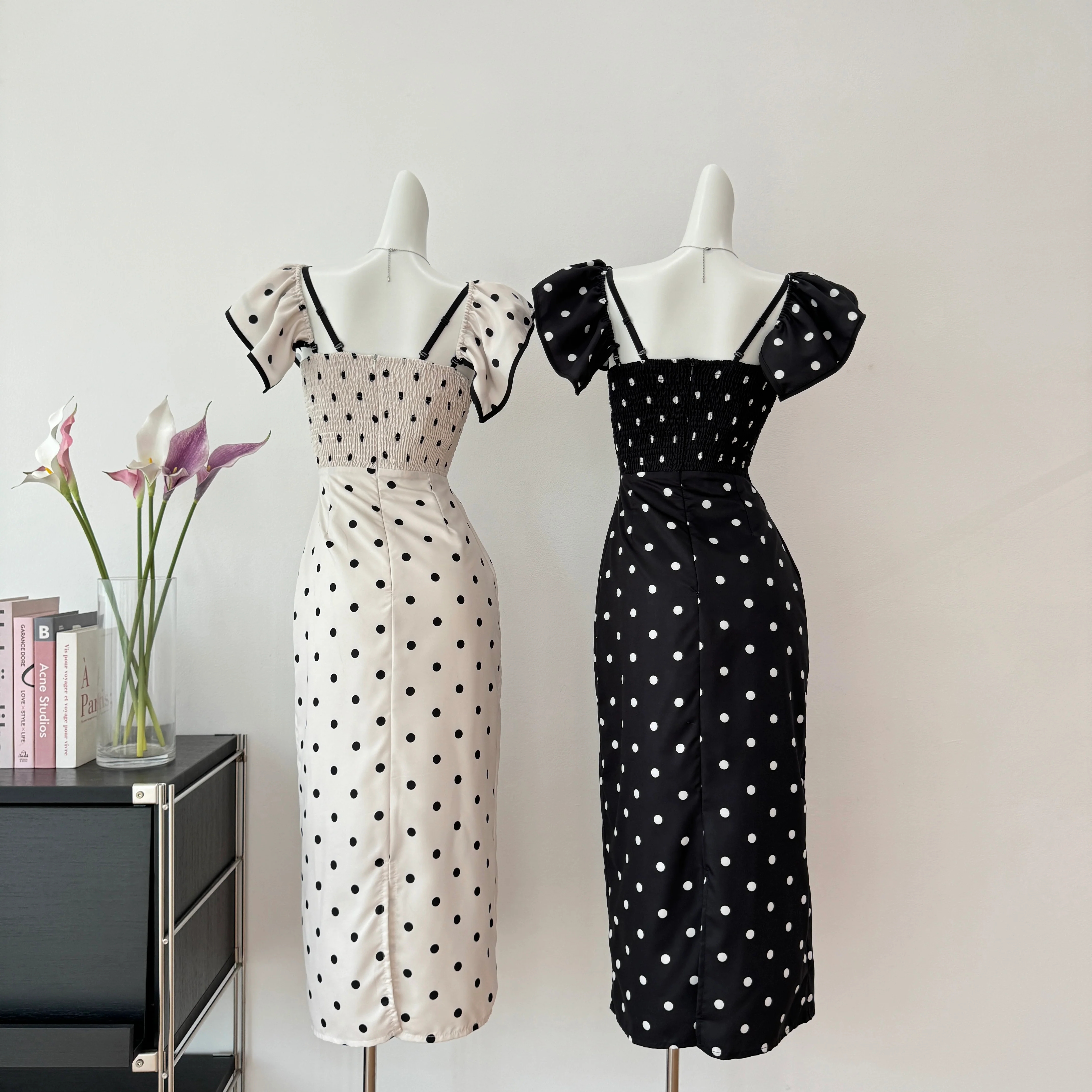 Cute A Line V Neckline Polka Dots Summer Dress Holiday Party Outfits For Women DP0104 - Deanwangkt